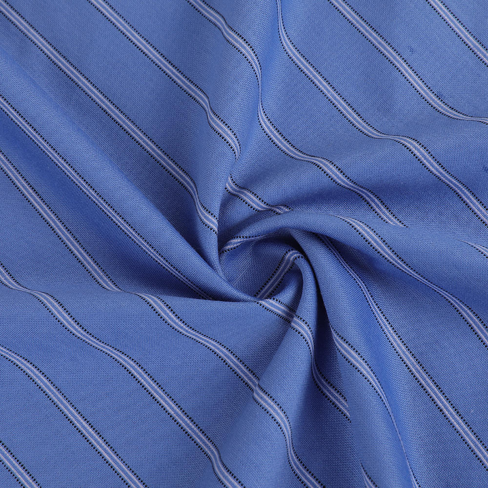 Sesame-Point Easy-Care LA traspirante e comodo tessuto a camicia jacquard in cotone-polyester a strisce